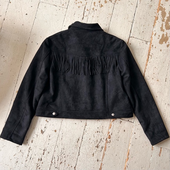 Chartou Faux Suede Fringe Cropped Moto Jacket - Picture 6 of 15